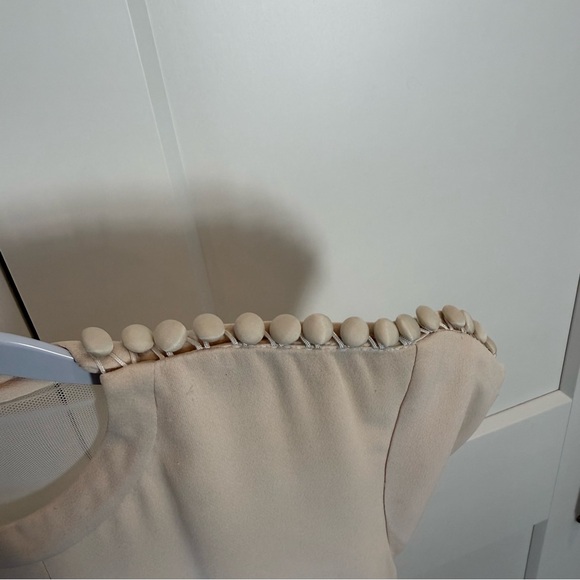 Vintage Silk Wedding Gown with Button Shoulder Details and Mesh Back - Picture 5 of 13